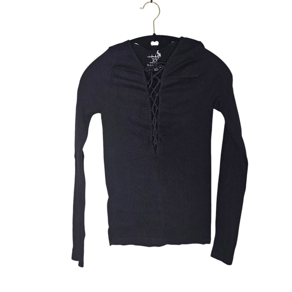 Free People Stretch Ribbed Lace-Up Fitted Tee•Size M/L•NWOT - Picture 9 of 10